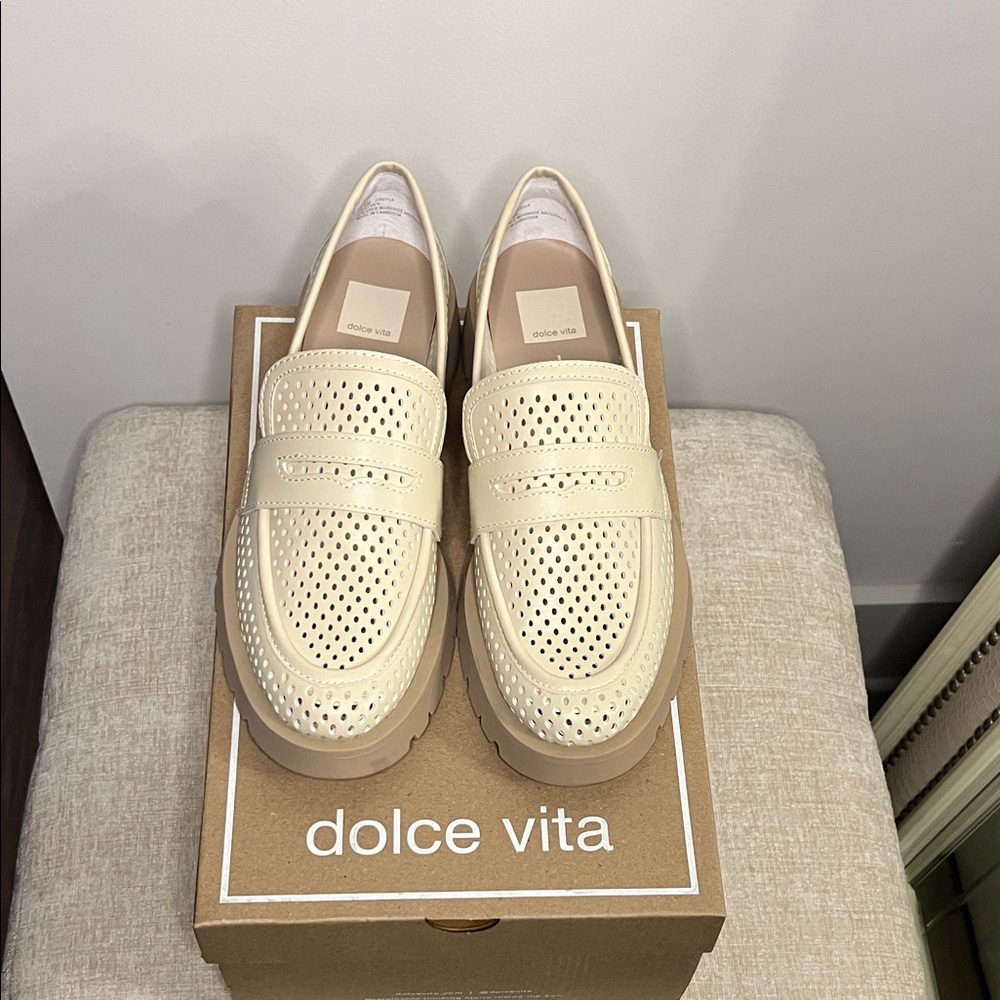 Dolce Vita Beige Perforated Loafers